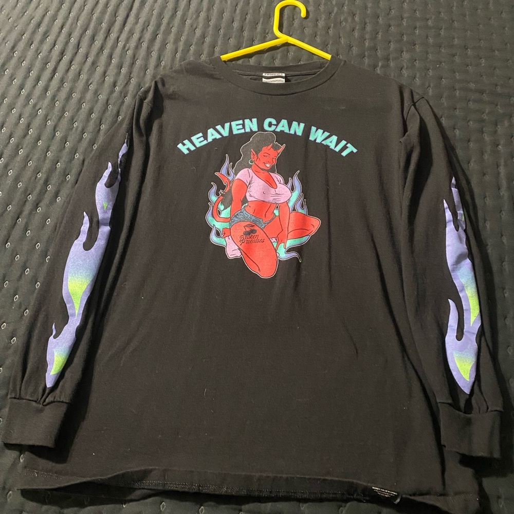 Broken Promises Heaven Can Wait Black Long Sleeve T-Shirt